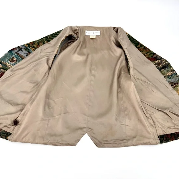 90s VTG-USA FI Fishing & Hunting Bird-Dog Tapestry Vest - Picture 9 of 16